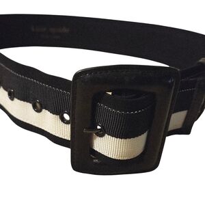 kate spade Black and White Striped Women's Belt with Leather Buckle-35in Length